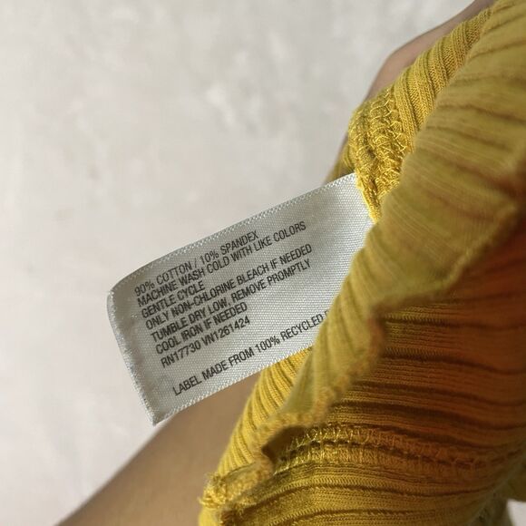 Wild Fable Mustard Yellow Lettuce Trim Stretchy Crop Top Size Small Juniors Y2K - Picture 4 of 4